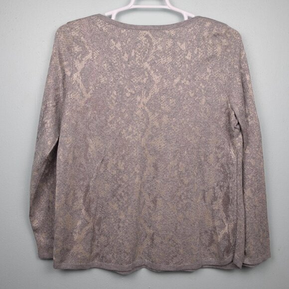 Chico's animal print metallic detail grey sweater-2 - Picture 4 of 4